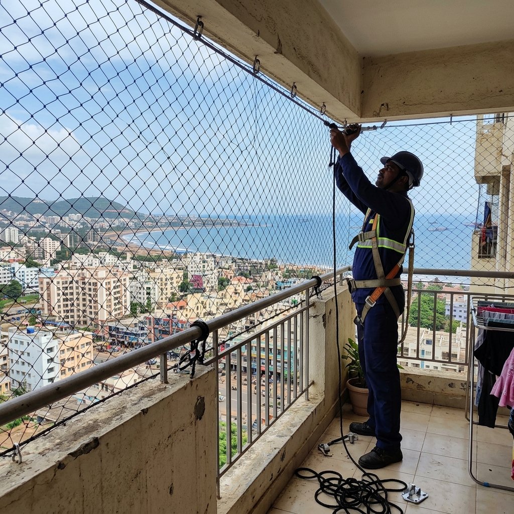 Terrace Safety Nets Installation 3